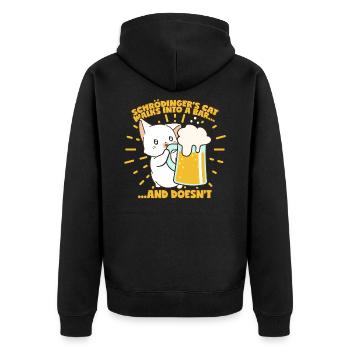 Schrödingers Katze Witz Bar Bier Physikwitz - Unisex Premium Bio Zip Hoodie - Schwarz - Hinten - Nico (187cm)