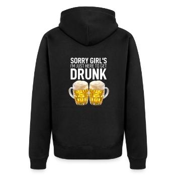 JGA Bier Biermarke Beer Fusion Bauch Spruch Lustig - Unisex Premium Bio Zip Hoodie - Schwarz - Hinten - Nico (187cm)