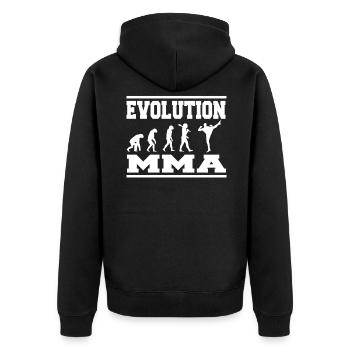 Evolution Mma - Unisex Premium Bio Zip Hoodie - Schwarz - Hinten - Nico (187cm)