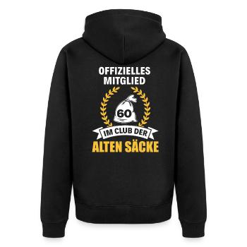 60. Geburtstag Geschenk Club der alten Säcke - Unisex Premium Bio Zip Hoodie - Schwarz - Hinten - Nico (187cm)