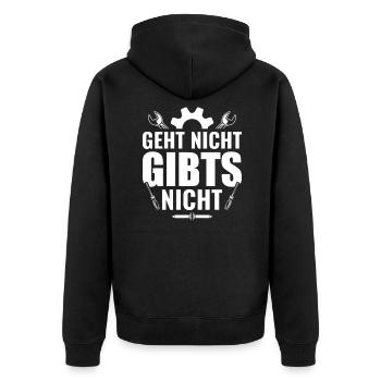 Geht nicht gibts nicht Handwerker Schrauber Garage - Unisex Premium Bio Zip Hoodie - Schwarz - Hinten - Nico (187cm)