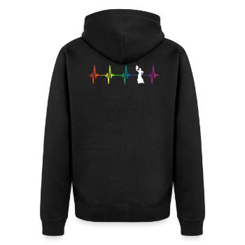 Flamenco Rainbow Heartbeat - Unisex Premium Organic Zip Hoodie - black - Back - Nico (187cm)