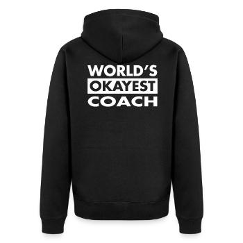 FUNNY COACH TEE SHIRT - Unisex Premium Bio Zip Hoodie - Schwarz - Hinten - Nico (187cm)