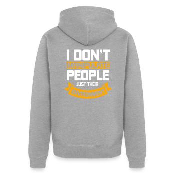 I Don't Manipulate People SPED Teacher - Unisex Premium Organic Zip Hoodie - heather grey - Back - Nico (187cm)