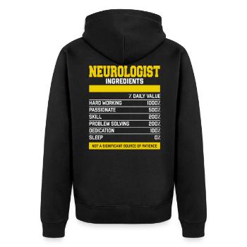 Awesome Neurologist Ingredients Tee Shirt - Unisex Premium Organic Zip Hoodie - black - Back - Nico (187cm)