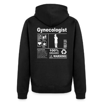 Gynecologist Product Description - Unisex Premium Organic Zip Hoodie - black - Back - Nico (187cm)