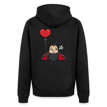 Marienkäfer mit Herz Luftballon - Unisex Premium Bio Zip Hoodie - Schwarz - Hinten - Nico (187cm)