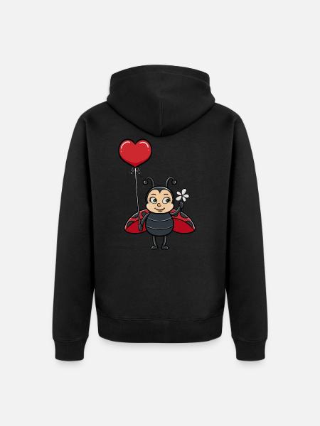 Ladybug with heart balloon - Unisex Premium Organic Zip Hoodie - black