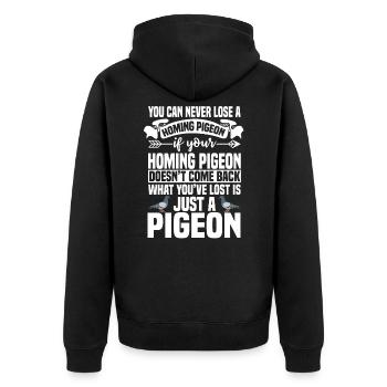 What You've Lost Is Just A Pigeon - Unisex Premium Bio Zip Hoodie - Schwarz - Hinten - Nico (187cm)
