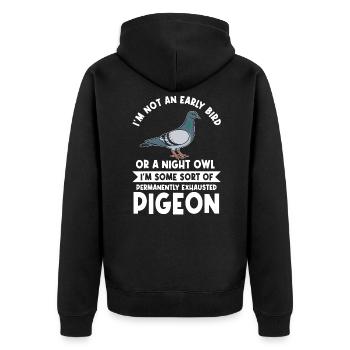 I'm Not An Early Bird Or A Night Owl - Unisex Premium Bio Zip Hoodie - Schwarz - Hinten - Nico (187cm)