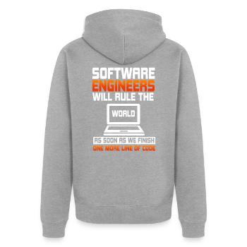 Software Engineers Will Rule - Unisex Premium Organic Zip Hoodie - heather grey - Back - Nico (187cm)