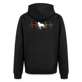 Distressed Pitbull Terrier Heartbeat - Unisex Premium Organic Zip Hoodie - black - Back - Nico (187cm)