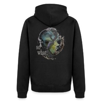 Jazz "so what" - Unisex Premium Bio Zip Hoodie - Schwarz - Hinten - Nico (187cm)