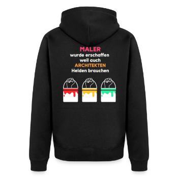Maler Helden Design für Maler und Lackierer - Unisex Premium Bio Zip Hoodie - Schwarz - Hinten - Nico (187cm)