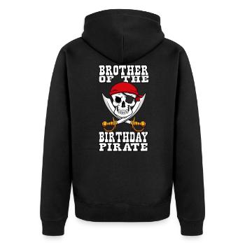 Brother Of The Birthday Pirate - Unisex Premium Bio Zip Hoodie - Schwarz - Hinten - Nico (187cm)