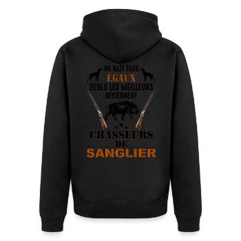 Humour Cadeau chasse de sanglier - Veste à capuche bio Premium Unisexe - noir - Dos - Nico (187cm)