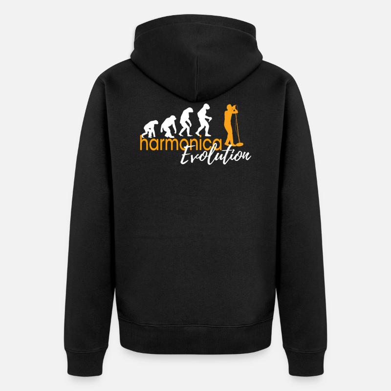 HARMONICA EVOLUTION - Unisex Premium Organic Zip Hoodie - black
