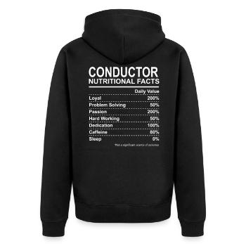 Conductor Nutritional Facts - Unisex Premium Organic Zip Hoodie - black - Back - Nico (187cm)