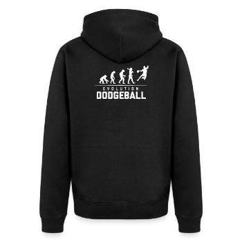 EVOLUTION OF DODGEBALL - Unisex Premium Bio Zip Hoodie - Schwarz - Hinten - Nico (187cm)