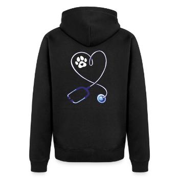 Vet Tech Stethoscope - Unisex Premium Organic Zip Hoodie - black - Back - Nico (187cm)