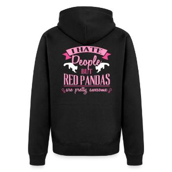 Funny Red Panda Shirt For Girls And Women Who Love - Unisex Premium Bio Zip Hoodie - Schwarz - Hinten - Nico (187cm)