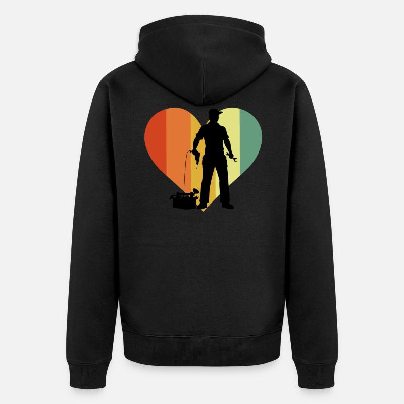 Retro Technician Heart - Unisex Premium Bio Zip Hoodie - Schwarz
