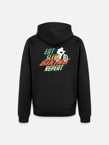 EAT SLEEP BIKING REPEAT - Unisex Premium Organic Zip Hoodie - black