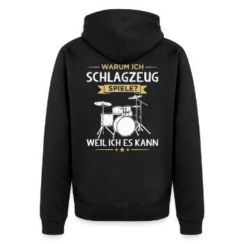Warum Ich Schlagzeug Spiele Lustiger Schlagzeuger - Unisex Premium Bio Zip Hoodie - Schwarz - Hinten - Nico (187cm)