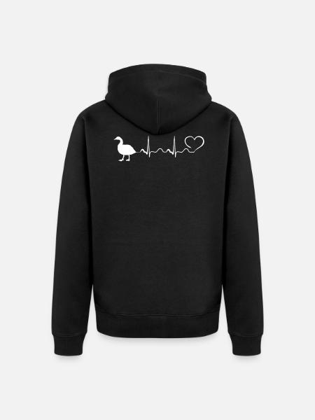 Gęś - My Heart Beats For Gooses - Ekologiczna rozpinana bluza z kapturem Premium unisex - czarny