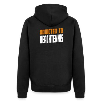 Addicted To Beachtennis Beachtennis Present - Unisex Premium Bio Zip Hoodie - Schwarz - Hinten - Nico (187cm)