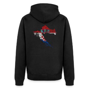 Croatia - Unisex Premium Bio Zip Hoodie - Schwarz - Hinten - Nico (187cm)