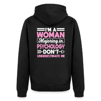 Je suis une femme qui se spécialise en psychologie - Veste à capuche bio Premium Unisexe - noir - Dos - Nico (187cm)