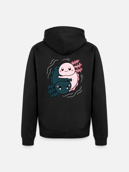 Axolotl Yinyang - Unisex Premium Organic Zip Hoodie - black
