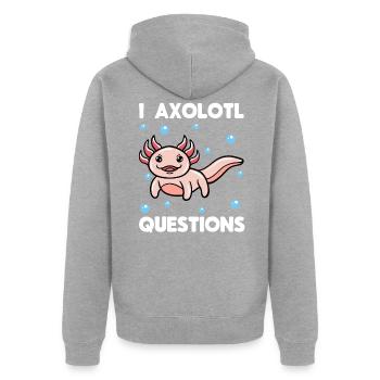 I Axolotl Questions - Unisex Premium Bio Zip Hoodie - Grau meliert - Hinten - Nico (187cm)