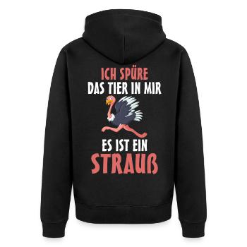 Strauß - Unisex Premium Bio Zip Hoodie - Schwarz - Hinten - Nico (187cm)