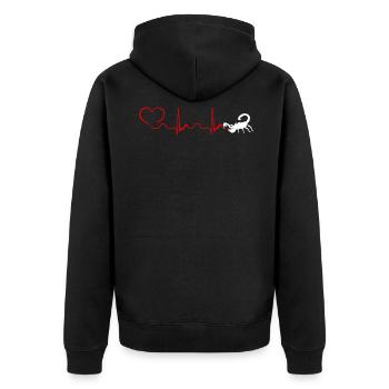 Heartbeat Skorpion T-Shirt - Unisex Premium Bio Zip Hoodie - Schwarz - Hinten - Nico (187cm)