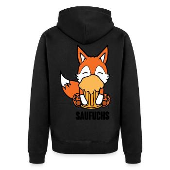 Fuchs Saufuchs Biertrinker Saufen Bier - Unisex Premium Bio Zip Hoodie - Schwarz - Hinten - Nico (187cm)