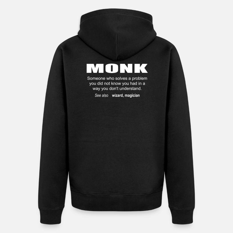 Monk Description - Unisex Premium Bio Zip Hoodie - Schwarz