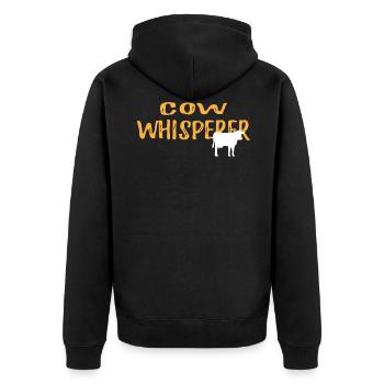 Cow Whisperer Graphic Tshirt - Unisex Premium Organic Zip Hoodie - black - Back - Nico (187cm)