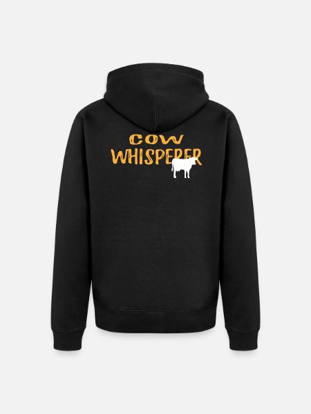 Cow Whisperer Graphic Tshirt - Unisex Premium Organic Zip Hoodie - black
