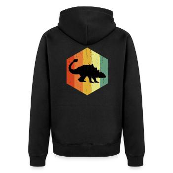 Distressed Ankylosaurus Ankylosaurus Hexagon - Unisex Premium Organic Zip Hoodie - black - Back - Nico (187cm)