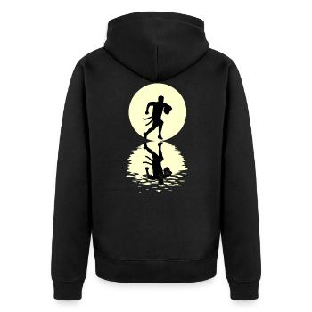 Flag Football Moon - Unisex Premium Bio Zip Hoodie - Schwarz - Hinten - Nico (187cm)