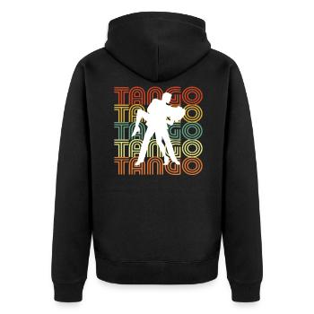 TANGO - Unisex Premium Bio Zip Hoodie - Schwarz - Hinten - Nico (187cm)