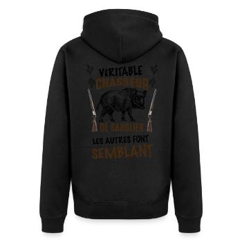 Véritable chasseur de sanglier - Veste à capuche bio Premium Unisexe - noir - Dos - Nico (187cm)