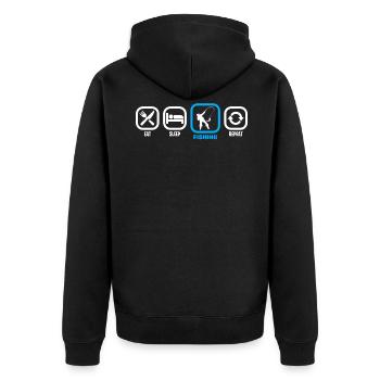 Eat Sleep Fishing T-Shirt - Unisex Premium Organic Zip Hoodie - black - Back - Nico (187cm)
