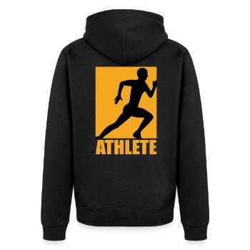 Athlete Design - Unisex Premium Bio Zip Hoodie - Schwarz - Hinten - Nico (187cm)