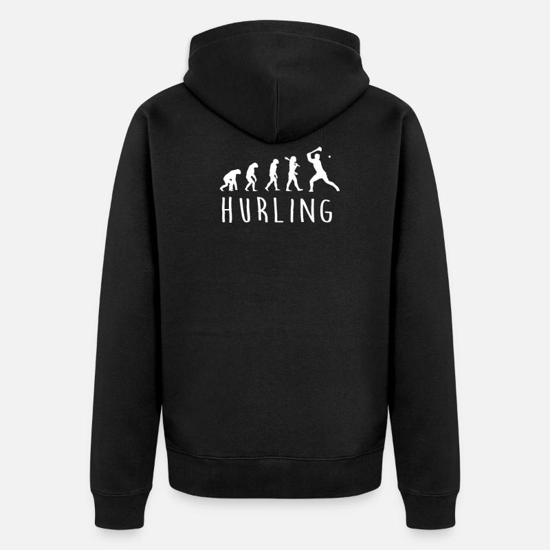 Hurling Evolution - Unisex Premium Bio Zip Hoodie - Schwarz
