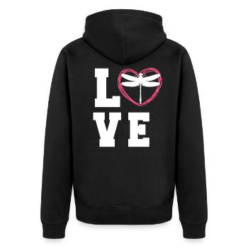 Dragonfly Tshirt For Women - Unisex Premium Bio Zip Hoodie - Schwarz - Hinten - Nico (187cm)
