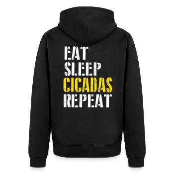 eat sleep cicadas repeat for men - Unisex Premium Bio Zip Hoodie - Schwarz - Hinten - Nico (187cm)
