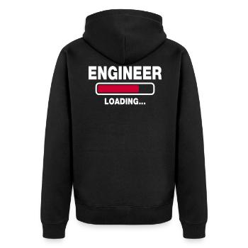 Engineer - Unisex Premium Bio Zip Hoodie - Schwarz - Hinten - Nico (187cm)